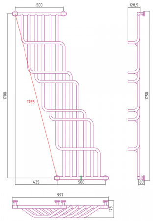 Водяной полотенцесушитель Сунержа Нега 170х100 03-0225-1710 золото фото
