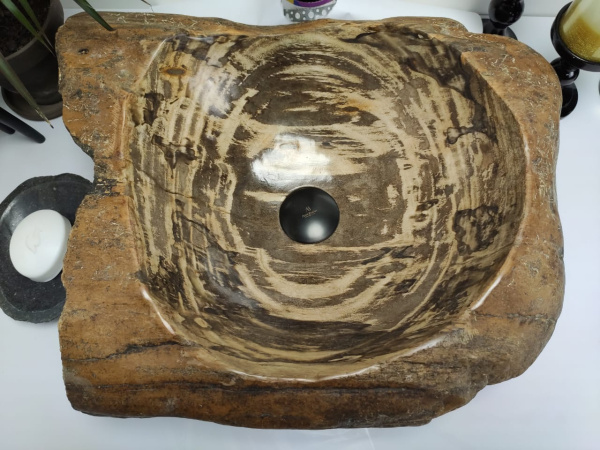 Накладная раковина из окаменелого дерева FS-0407 (54*40*17см) фото