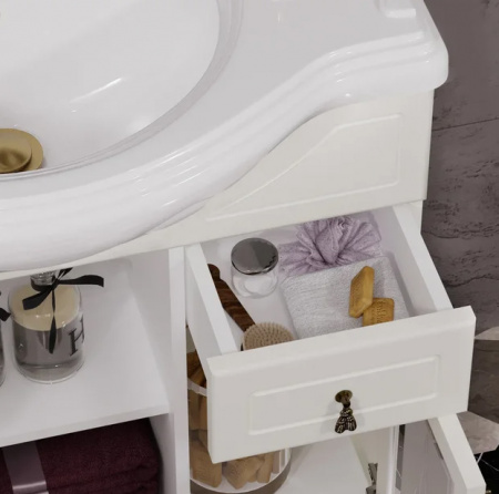 Мебель для ванной Opadiris Тибет 85 слоновая кость/с художественным стеклом фото