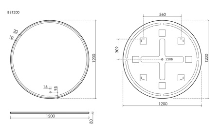 Зеркало с подсветкой Sancos Bella BE1200 120x120 фото
