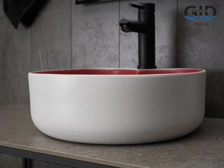 Накладная раковина GID N9013LS 52237 40x40 красная матовая / белый графит фото
