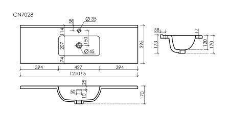 Раковина Ceramica Nova Compact CN7028 121x39 фото