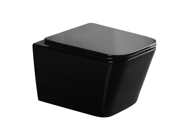 Подвесной унитаз безободковый Gid Tr2155BL черный глянцевый, с сиденьем фото