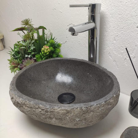 Накладная раковина из речного камня RS01324 (37*31*15) фото