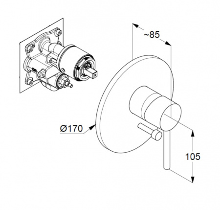 Смеситель для ванны и душа Kludi Bozz 386503976 черный матовый фото