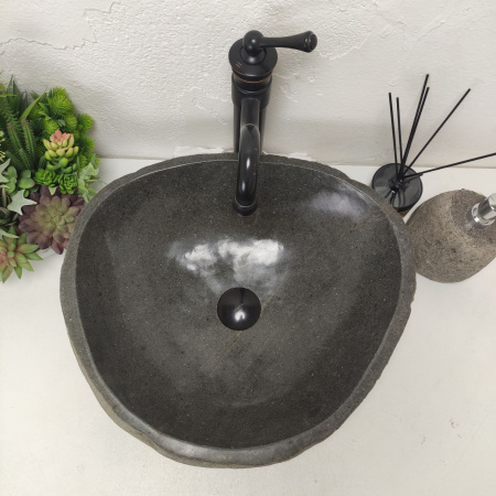 Накладная раковина из речного камня RS01522 (47*42*15) C10 фото