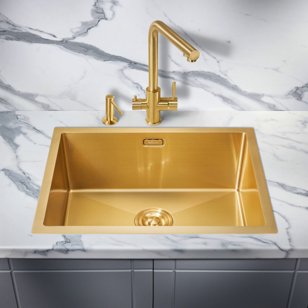 Мойка для кухни из нержавеющей стали Milacio Denia 58 MC.77458 58x44 брашированное золото фото