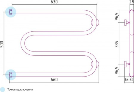Водяной полотенцесушитель Сунержа М-образный 00-0007-5065 фото