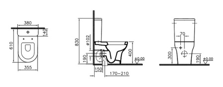 Унитаз компакт Vitra Zentrum 9012B003-7201 с бачком и сиденьем фото