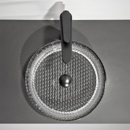 Накладная раковина из стекла Comforty GL10 00-00012244 36x36 черное прозрачное стекло фото