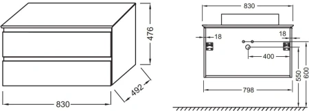 Тумба под накладную раковину с подсветкой Jacob Delafon Madeleine 80 EB2083-J54 серый матовый фото