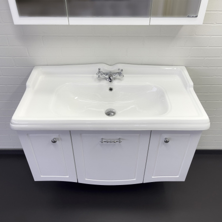 Тумба Comforty Палини-100 белый глянец с раковиной 3310 фото