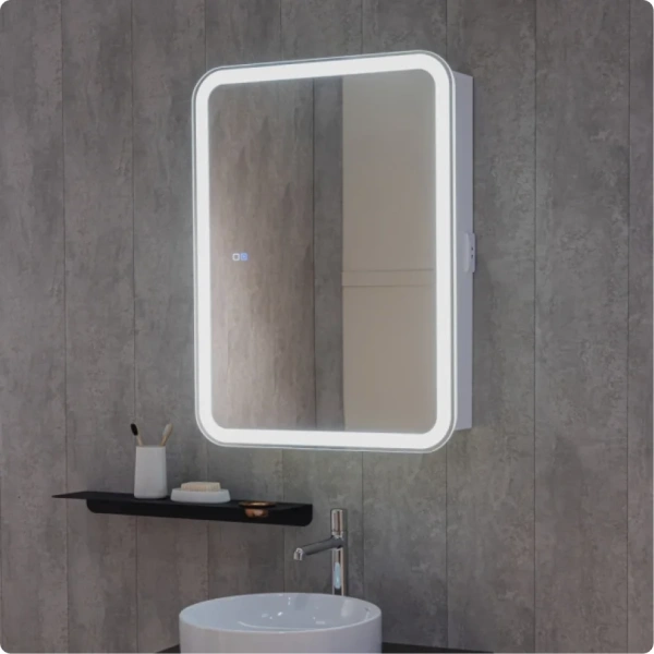 Зеркальный шкаф с подсветкой и подогревом Aquame AQM9202 60x80 фото