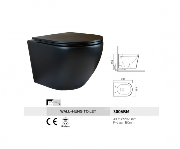 Унитаз подвесной Bronze de Luxe Scandi 3006-BM черный матовый фото