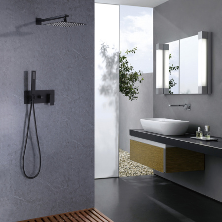 Душевая система скрытого монтажа Abber Daheim AF8218B черная матовая фото