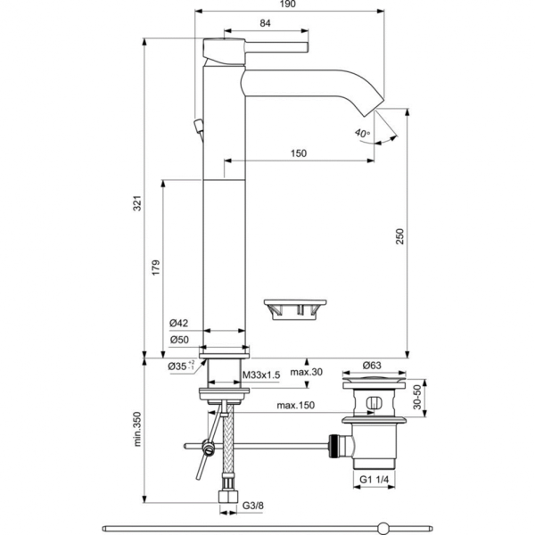 Смеситель для раковины Ideal Standard CERALINE BC194AA фото