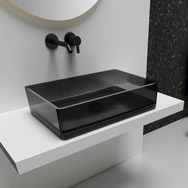 Накладная раковина Abber Kristall AT2803Onyx 60x40 черная фото