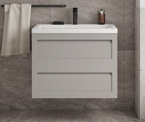 Тумба с раковиной подвесная Art&Max Platino AM-Platino-750-2C-SO-GCM 75 см светло-серая фото