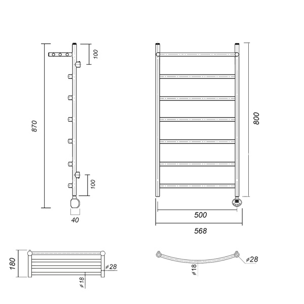 Полотенцесушитель электрический Domoterm Калипсо   Калипсо сп П7 500х800 АБР ER фото