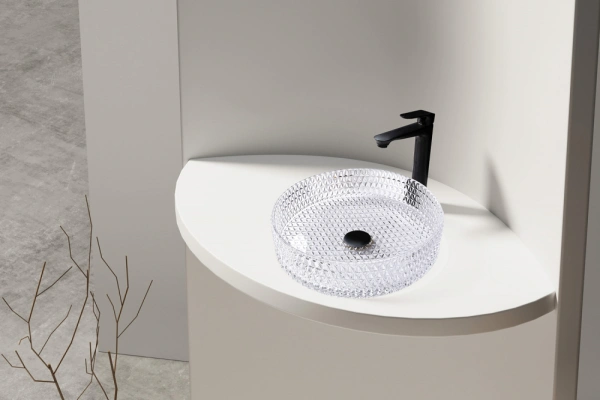 Накладная раковина стеклянная Abber Glas AK2301 39x39 прозрачная фото