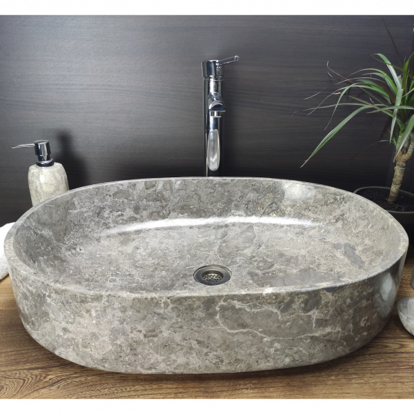 Раковина из мрамора Indo Oval Grey Big OM-00094 фото