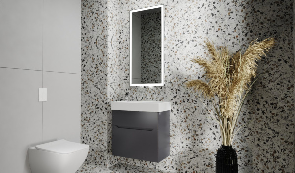 Тумба с раковиной Raval Brik 65 Brk.01.65/P/A/RL антрацит фото