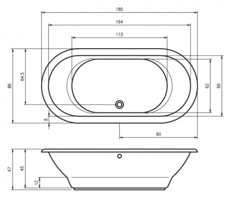 Акриловая ванна Riho Seth BB2200500000000 180x86 фото
