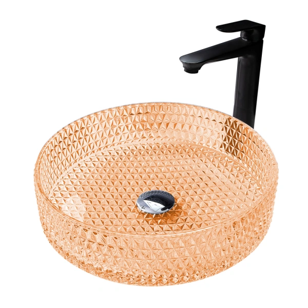 Накладная раковина стеклянная Abber Glas AK2301O 39x39 оранжевая фото