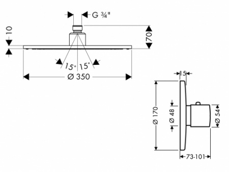 Верхний тропический душ тарелка Hansgrohe Raidance Royale 350 мм 28420000 фото