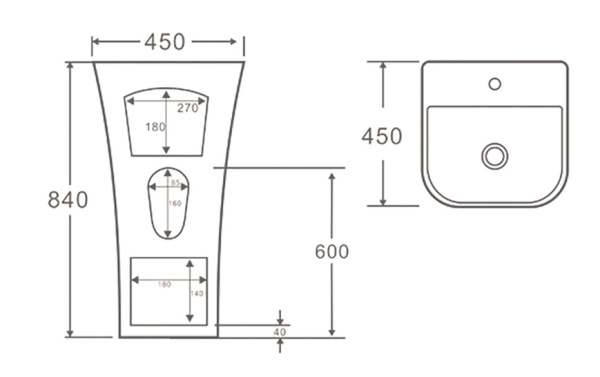 Напольная раковина SantiLine SL-4016 45x45 фото