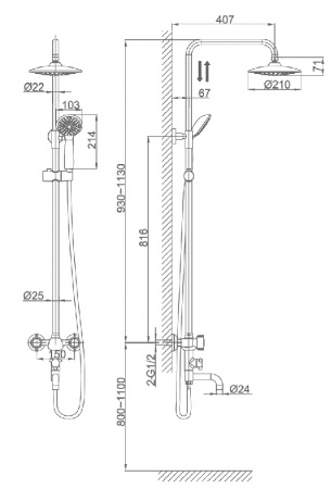 Душевая система (стойка) D&K Torhall Hessen DA1414741B09 фото