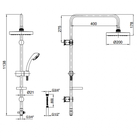 Душевая система (стойка) E.C.A. 102158001 фото