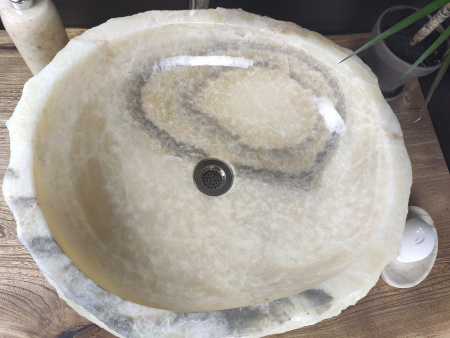 Накладная раковина из оникса Indo Erozy Бавиан Grey EO-00055 фото