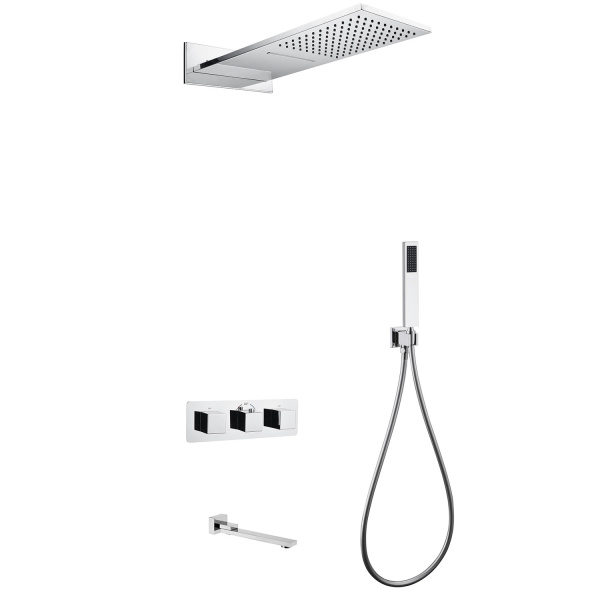 Душевая система скрытого монтажа с термостатом Abber Daheim AF8253 хром фото