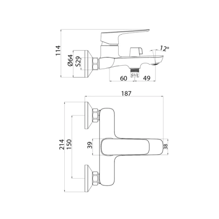 Смеситель для ванны с душем Iddis Sign SIGSB02i02WA фото