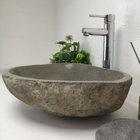 Накладная раковина из речного камня RS01380 (48*39*15) фото