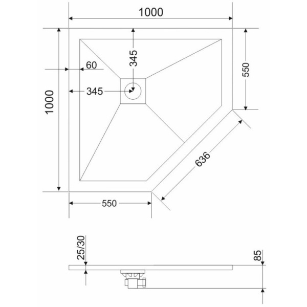 Душевой поддон из литого мрамора Grossman Strong GR-S1100100D 100x100 фото
