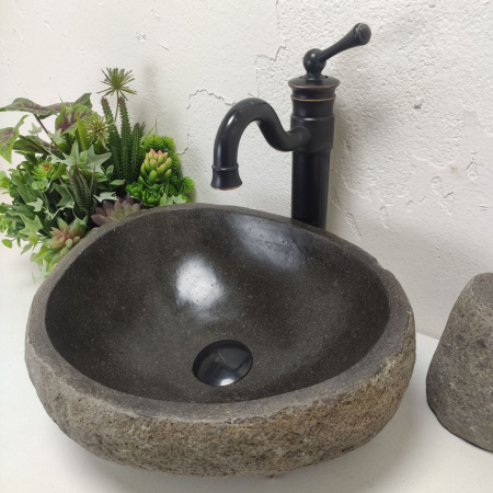 Накладная раковина из речного камня RS01490 (40*33*14) фото