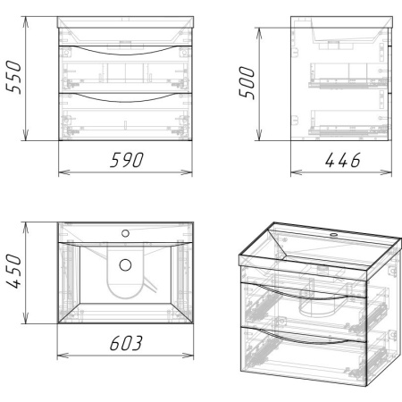 Тумба под раковину Grossman Талис-60 106008 бетон пайн/графит фото