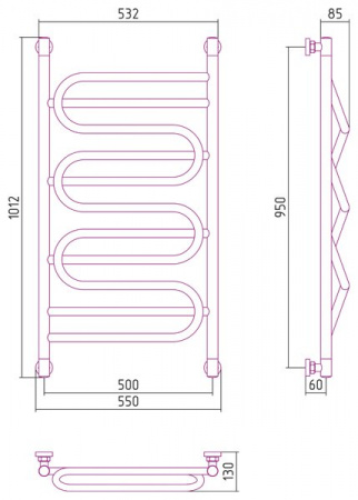 Водяной полотенцесушитель Сунержа Иллюзия+ 95х50 00-0210-9550 фото