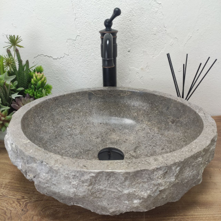 Накладная раковина из мрамора Erozy Grey EM-01376 (45*40*15) фото