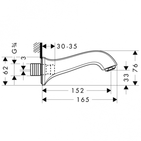 Излив на ванну Hansgrohe Metris Classic 13413000 фото