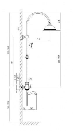 Душевая система (стойка) Timo Adelia SX-6010/04 черный антик фото
