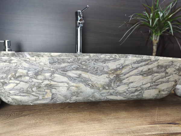 Раковина из мрамора Indo Square Doreng Grey Big прямоуг MS-000247 фото