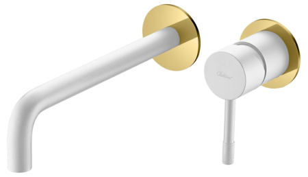 Настенный смеситель для раковины Boheme Uno 465-WG белый/золото фото