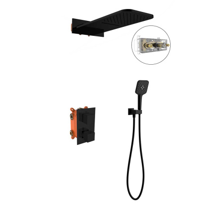 Душевая система скрытого монтажа с термостатом Vincea VSFW-103TMB черная матовая фото