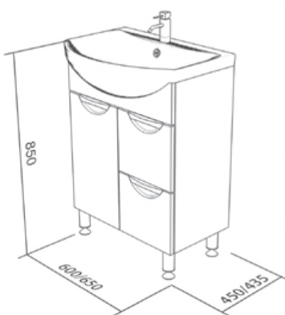 Тумба Bas Ария с раковиной Сантек Балтика 60 см фото