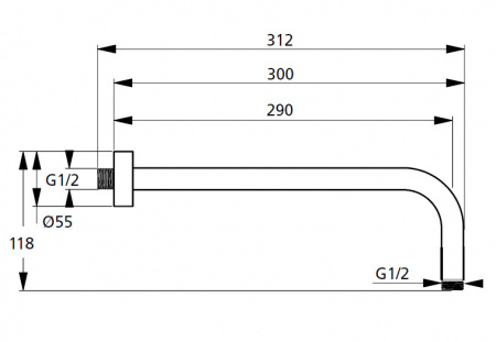 Настенный держатель 300 мм для верхнего душа Ideal Standard IdealRain B9444AA фото