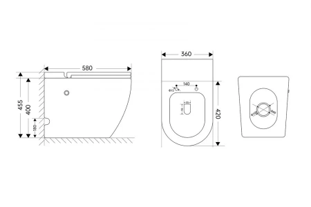 Унитаз приставной с импульсным смывом Abber Bequem AC1115P с сиденьем микролифт фото