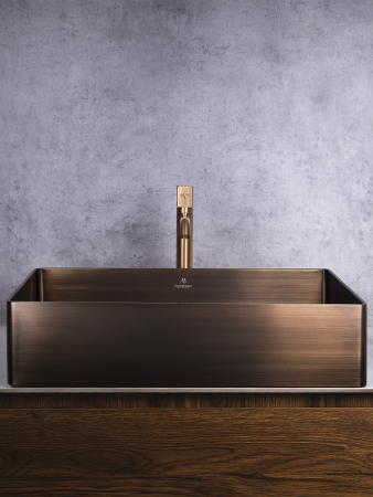 Накладная раковина из нержавеющей стали AltroBagno Solido 001024BrAn состаренная бронза фото